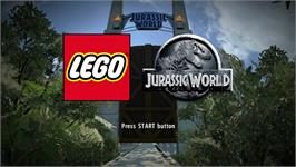 Title screen of Lego Jurassic World on the Microsoft Xbox 360.